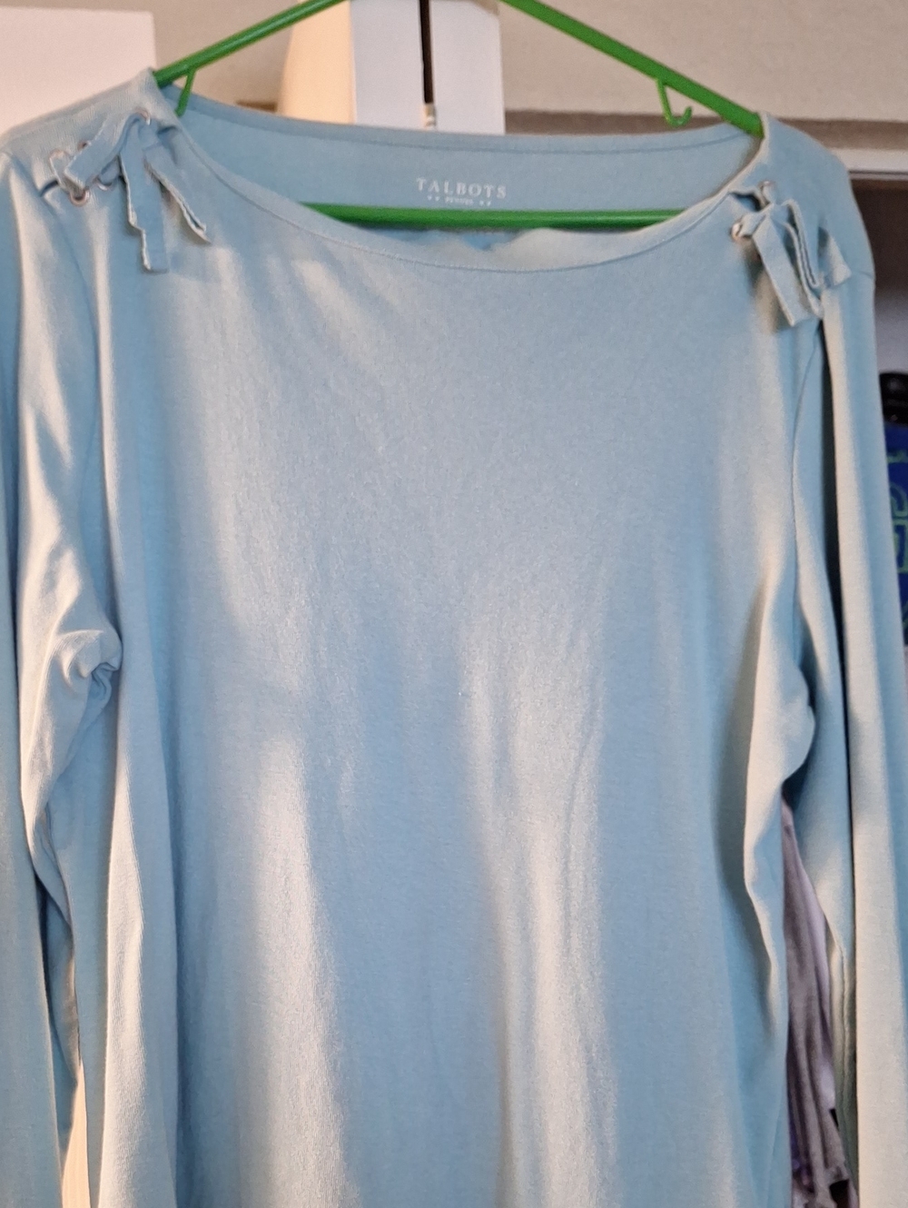 Talbots Pale Blue Long-Sleeve Top with Shoulder Ties
